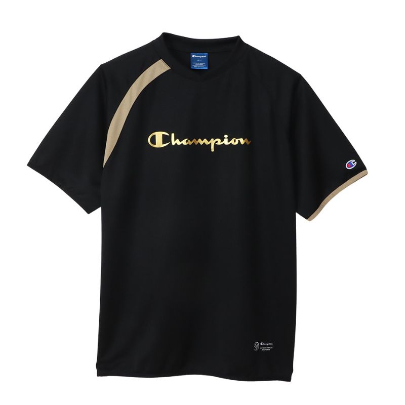 【CHAMPION/チャンピオン】Mサイズ Tシャツ 半袖 バレーボール ウェア (ユニ) 981/ブラックＸゴールド C3-ZV301  【同梱不可】[▲][ZX]