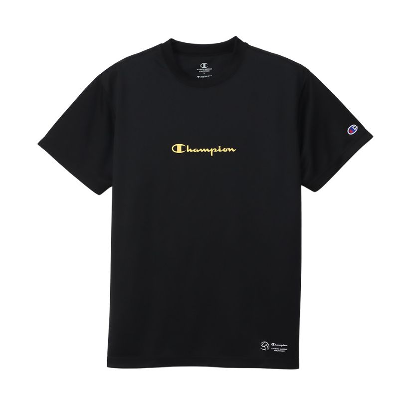 【CHAMPION/チャンピオン】XLサイズ Tシャツ 半袖 バレーボール ウェア (ユニ) 981/ブラックＸゴールド C3-ZV304  【同梱不可】[▲][ZX]