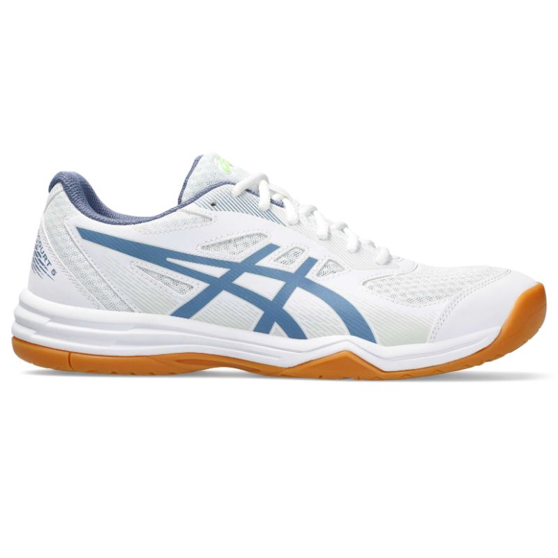 【asics/アシックス】25.0cm UPCOURT 5 バドミントン シューズ (メンズ) ホワイト×Dブルー 1071A086  【同梱不可】[▲][ZX]