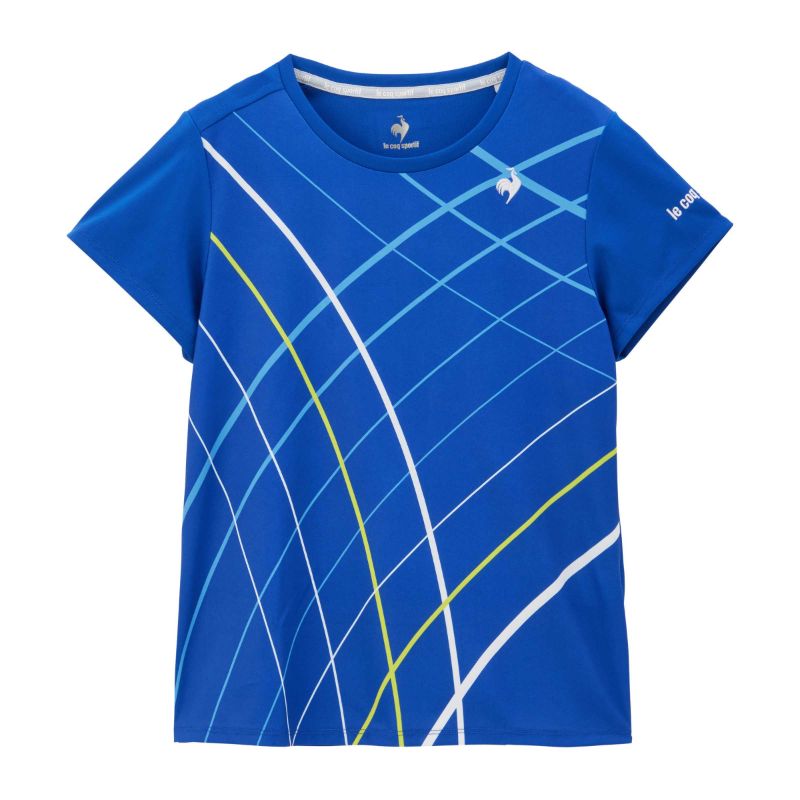 【le coq sportif/ルコック】Lサイズ グラフィックゲームシャツ テニス トップス 半袖 QTWXJA90 ブルー  【同梱不可】[▲][ZX]