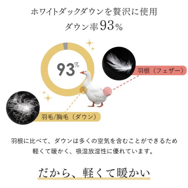 羽毛布団 セミダブル 掛け布団 羽毛掛け布団 暖かい 日本製 ダウン93