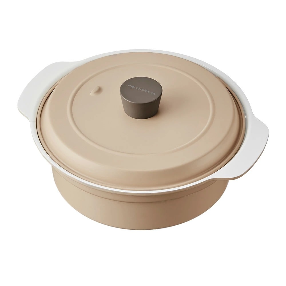 レコルト recolte IH 対応鍋 ≪クリームホワイト RIH-1PT≫ ih 鍋 直火 両手鍋 おしゃれ ih対応 アルミ合金 蓋付き ガス火対応 卓上 うどん 寄せ鍋 揚げ物 低温調理 1人用 2人用 軽い 多用鍋 おすすめ かわいい