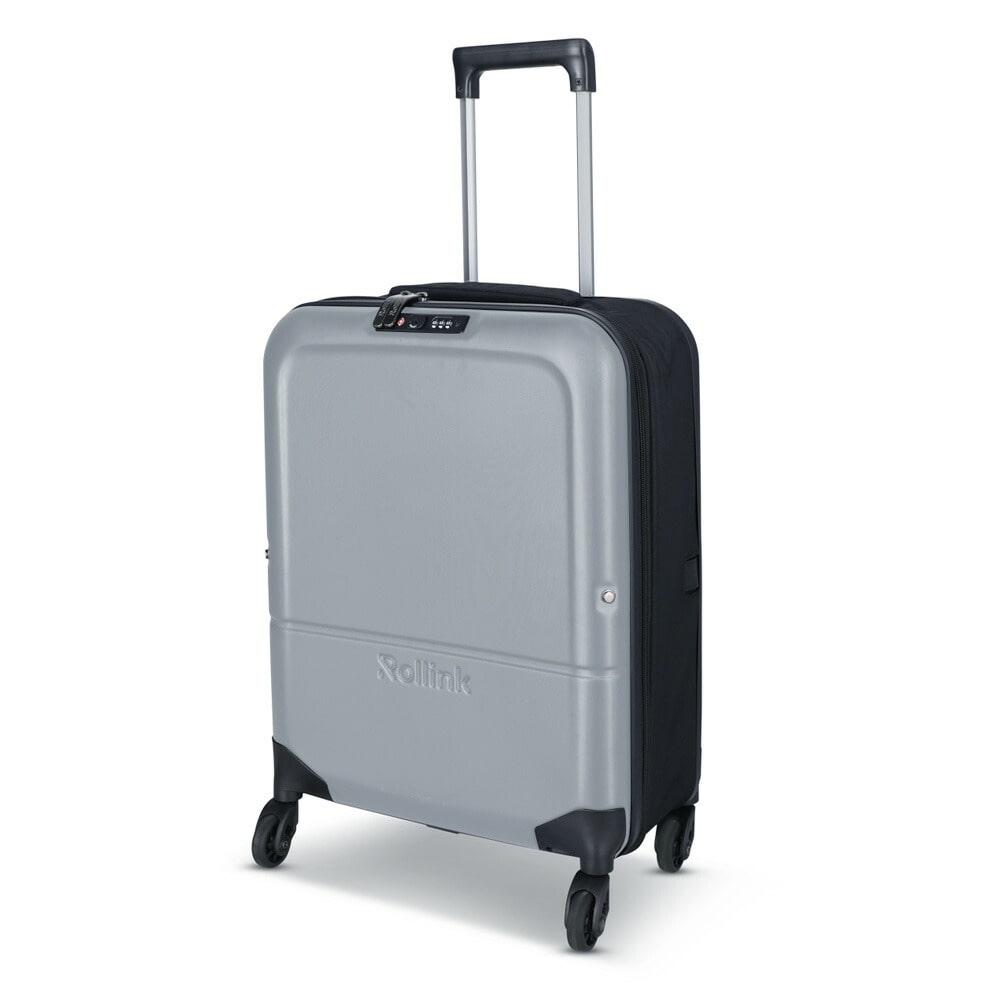 Rollink FLEX LIGHT スーツケース 40L ≪グレー≫ 折り畳みスーツケース 機内持ち込み キャリーケース 伸縮 TSAロック 静音 軽量 国内旅行 小型 出張 縮む 折りたたみ式 キャリーバッグ 大容量 おしゃれ 国内 旅行 4輪 2泊3日