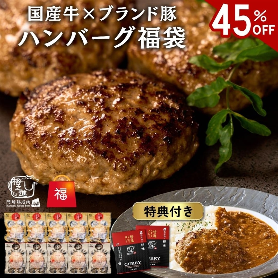 \45%OFF/【特典付き】国産牛×ブランド豚 ハンバーグ福袋