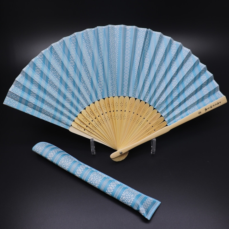 博多織扇子セット(総柄)【水色】