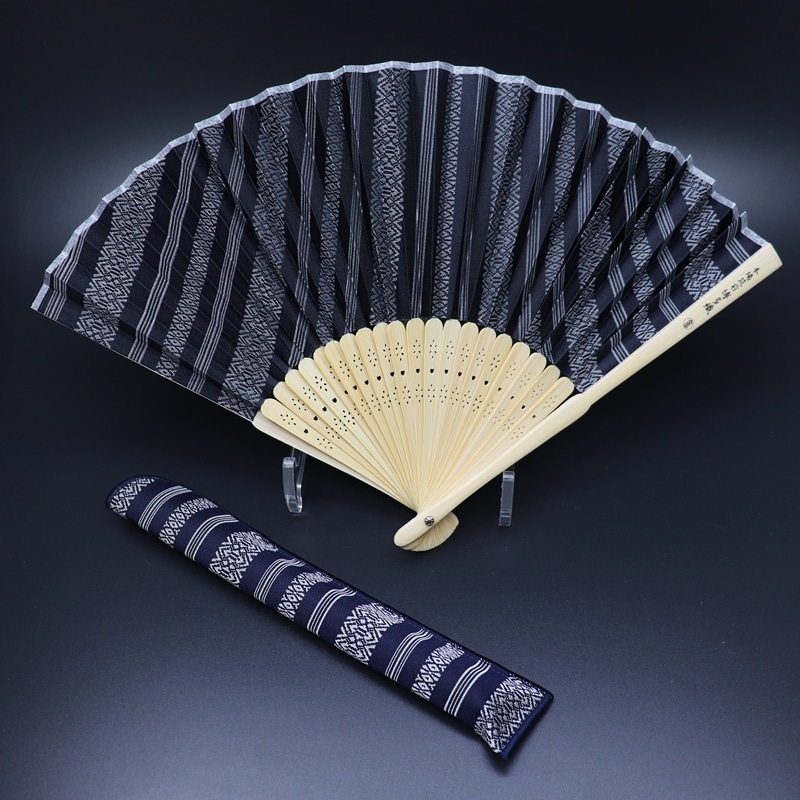 博多織扇子セット(総柄)【紺】