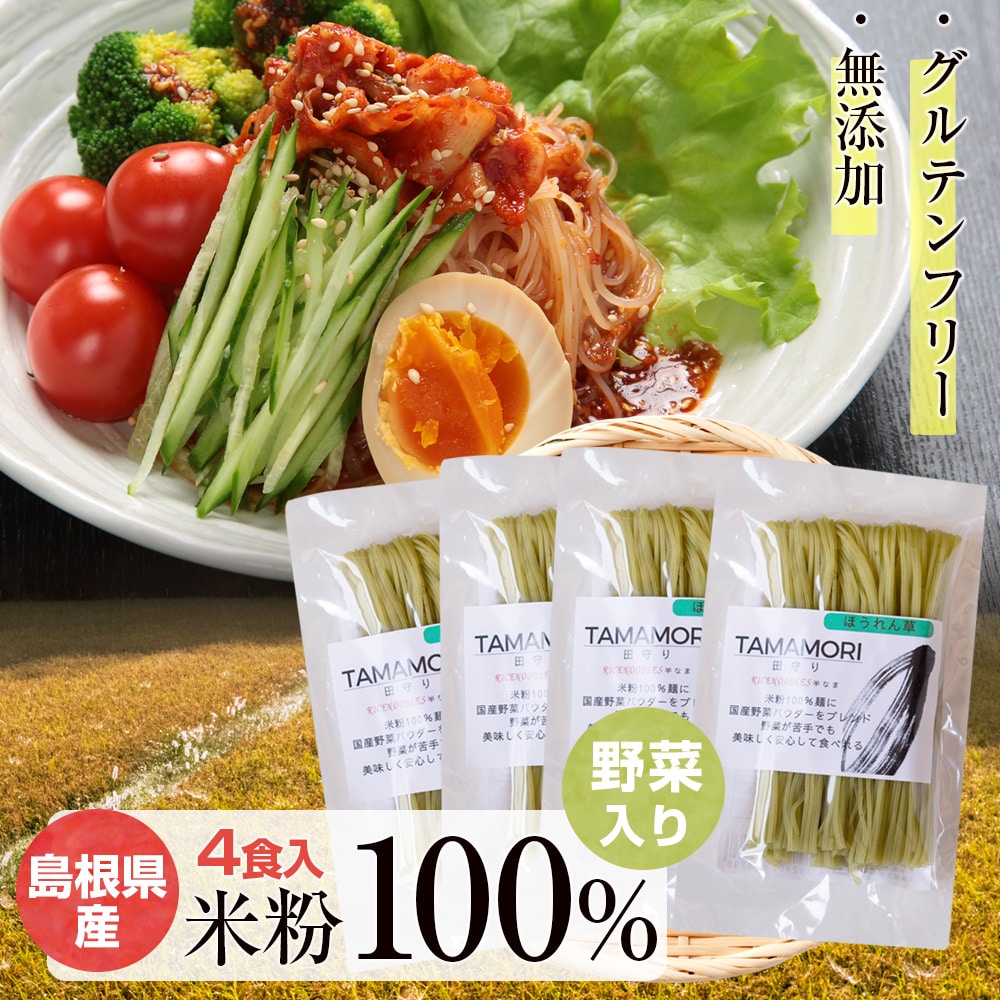 10割米粉麺「TAMAMORI」(かぼちゃ・にんじん・ほうれん草が選べる)4食入 小麦粉不使用 グルテンフリー 無添加 添加物不使用 国産 米粉 麺 パスタ ライスヌードル フォー 送料無料 ネコポス(他商品との同梱不可)