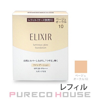 資生堂 エリクシール シュペリエル つや玉ファンデーション T (スポンジ付き) SPF28・PA+++ 10g #ベージュオークル10 レフィル