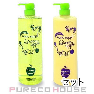 サニープレイス ナノサプリ クレンジング シャンプー グリーンアップル 1000ml + エッセンストリートメント グリーンアップル 1000ml 【セット】