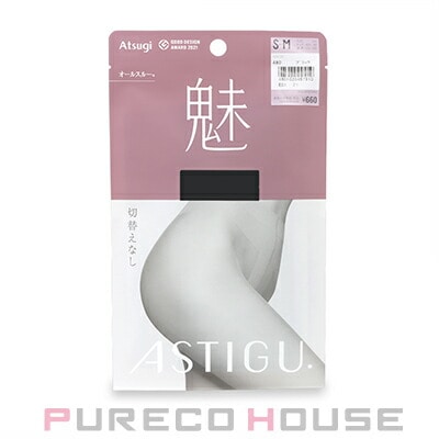 アツギ アスティーグ 【魅】 オールスルー (切替えなし) ストッキング S～M #480 ブラック