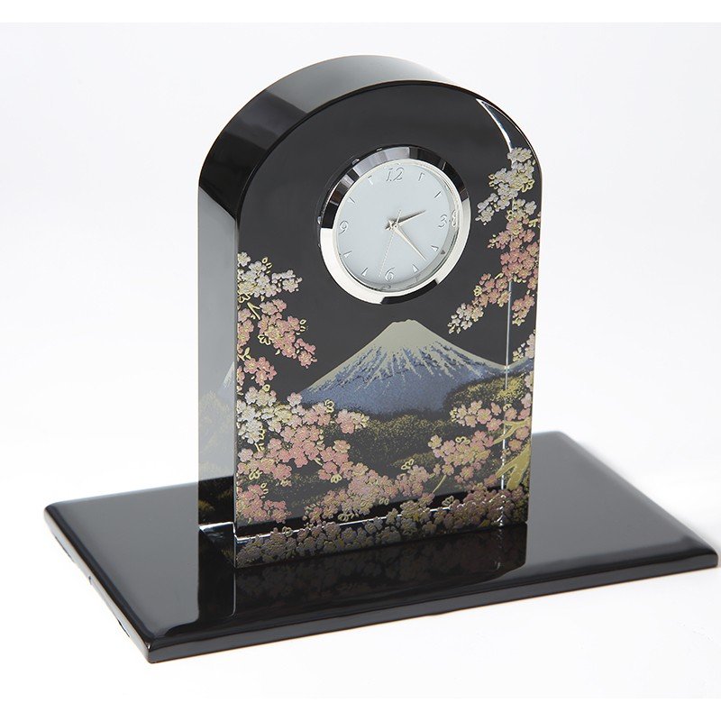 置き時計 置時計 ガラス 富士に桜 ギフト プレゼント 敬老の日 母の日 父の日 富士山 日本 お土産 オシャレ おしゃれ 卓上 インテリア クロック 和風 和柄 送料無料