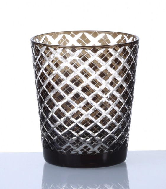 【プレゼントに最適】【手作りガラス 288G】 切子タンブラー 切子柄A ブラック 【食洗機対応】 おしゃれ オシャレ 色ガラス グラス コップ 伝統工芸 職人 父の日 敬老の日 ギフト