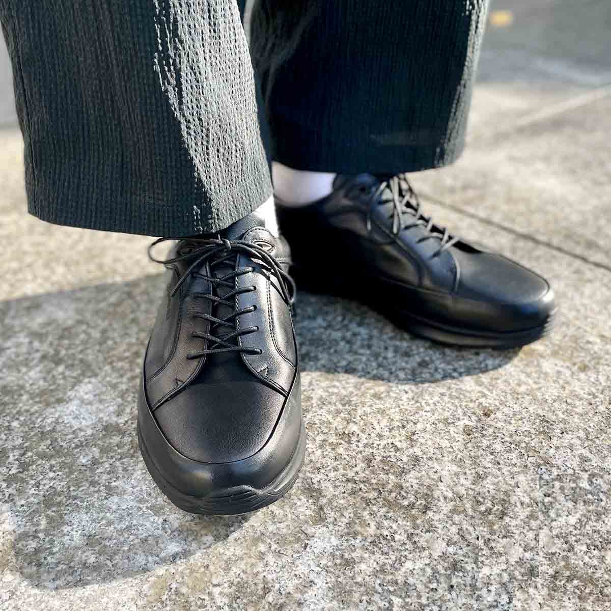 【GORE-TEX】マドラスウォーク madras Walk 「Recovery Shiatsu Insole」搭載で指圧効果により血行をよくする。全天候快適な ゴアテックスレザースニーカー MW7600R BLACK 25