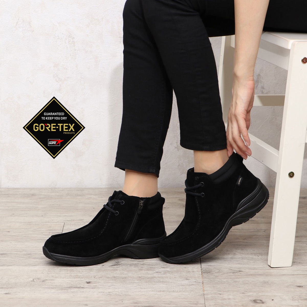 【GORE-TEX】 マドラスウォーク madras Walk  モカタイプのレザーショートブーツ MWL1012