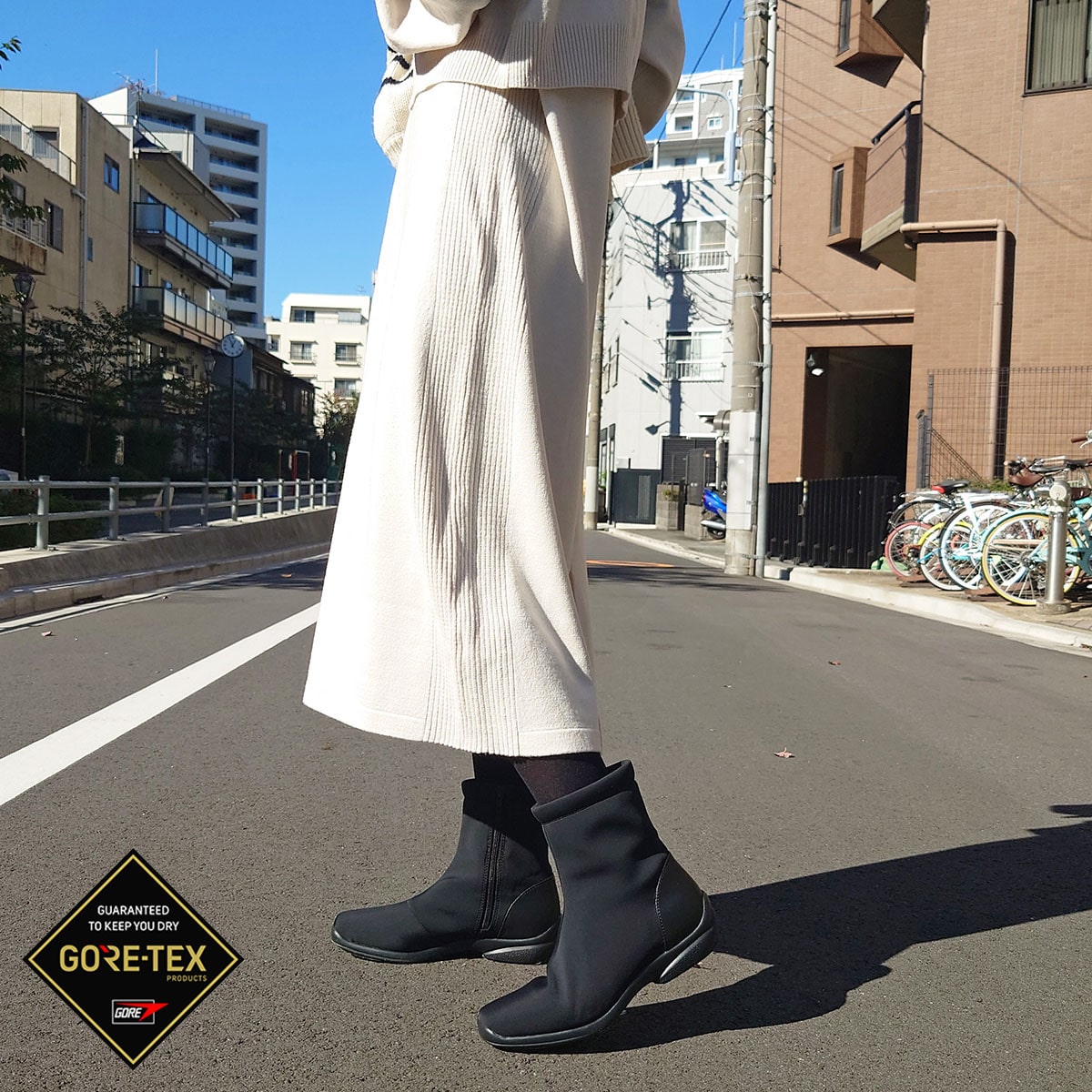 【GORE-TEX】 マドラスウォーク madras Walk フラットで履きやすい♪ロングスカートにも相性の良い シンプルなショートブーツ MWL2072