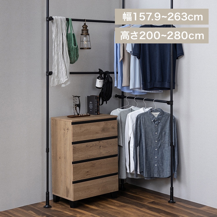 つっぱりハンガーラック TWR3-2630 ブラック