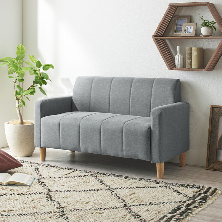 ファブリックソファ2P FBS-2P アッシュグレー