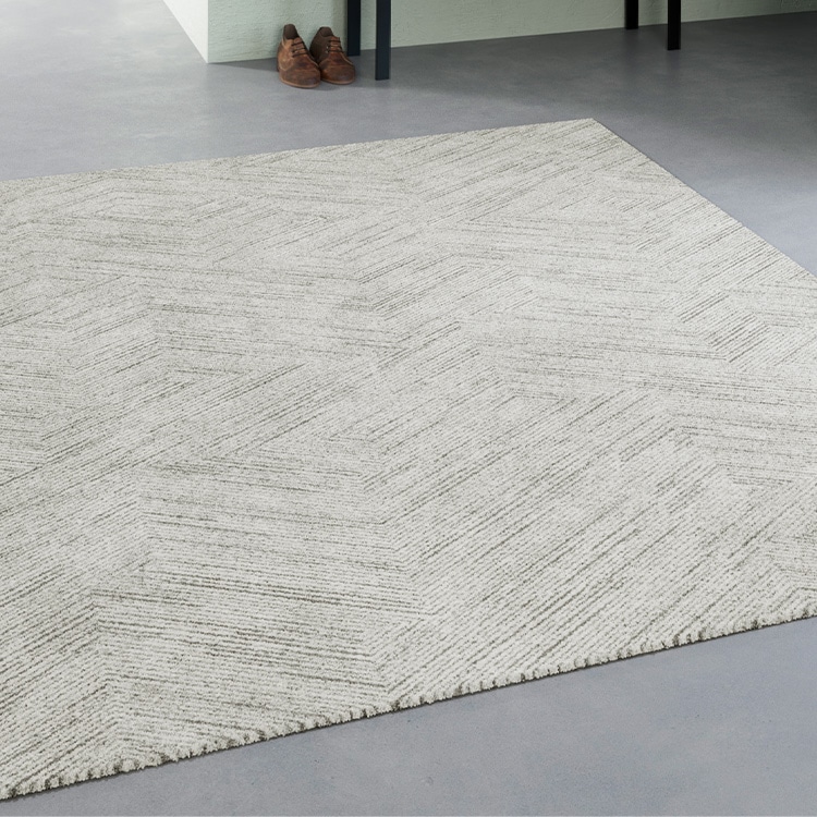 ウィルトン織ラグ│140×200 ヘリンボーン/ライトグレー