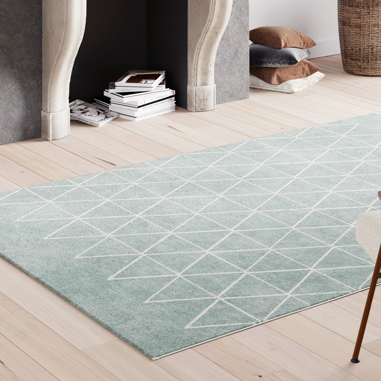 ウィルトン織ラグ│140×200  ライン/ブルー