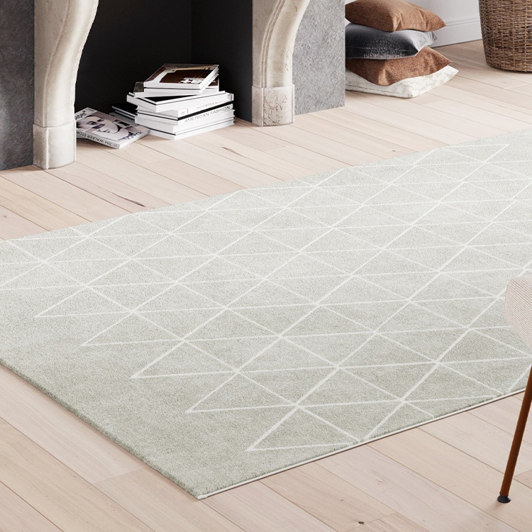 ウィルトン織ラグ│140×200 ライン/ライトグレー