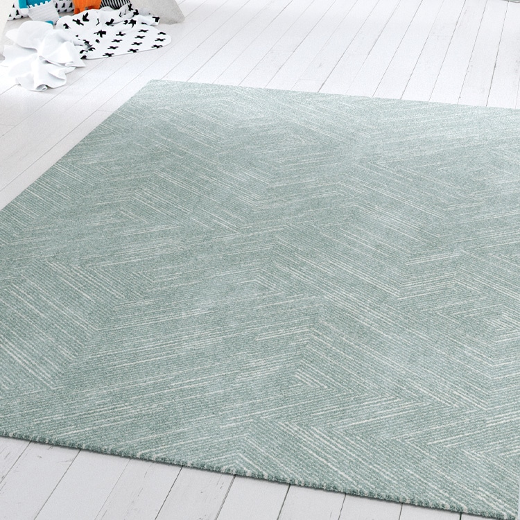 ウィルトン織ラグ│200×290 ヘリンボーン/ブルー