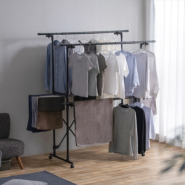 組み立て簡単たっぷりスタイル物干し