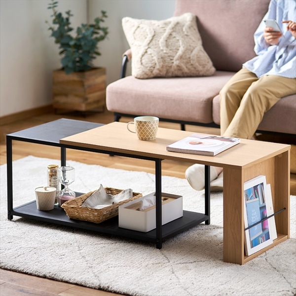 伸縮するセンターテーブル　ナチュラル/ブラック