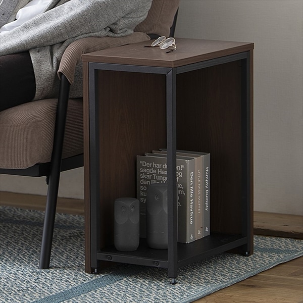 伸縮するサイドテーブル　ウォールナット/ブラック