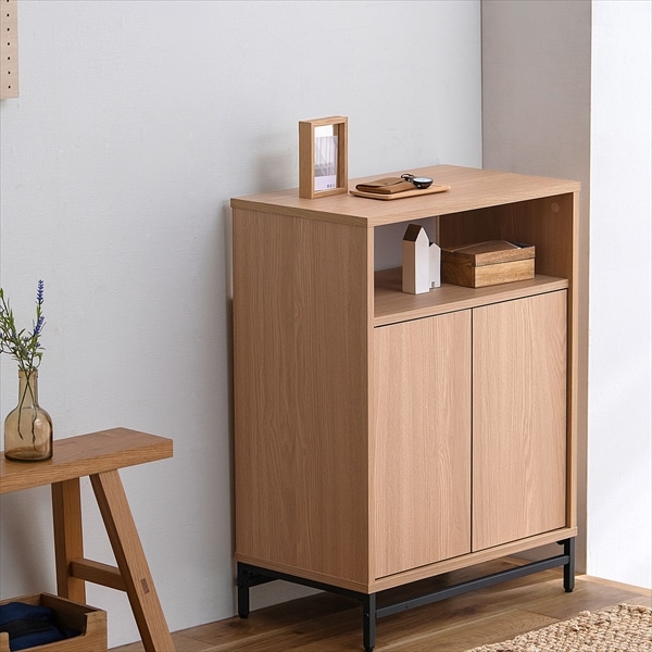 ユニットキャビネット　オープン収納×扉収納　幅59cm　UTC-590W　ナチュラル/ブラック