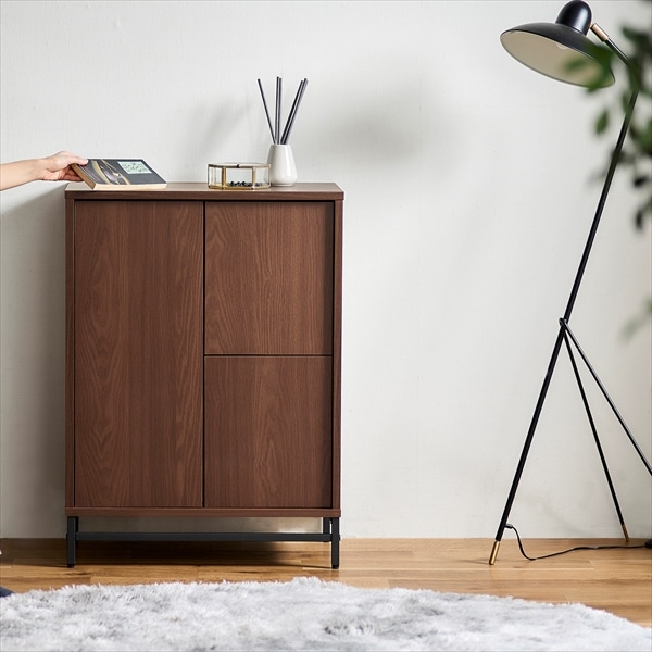 ユニットキャビネット　プッシュオープン収納　幅59cm　UTC-590T　ウォールナット/ブラック