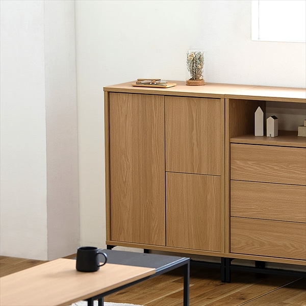 ユニットキャビネット　プッシュオープン収納　幅59cm　UTC-590T　ナチュラル/ブラック