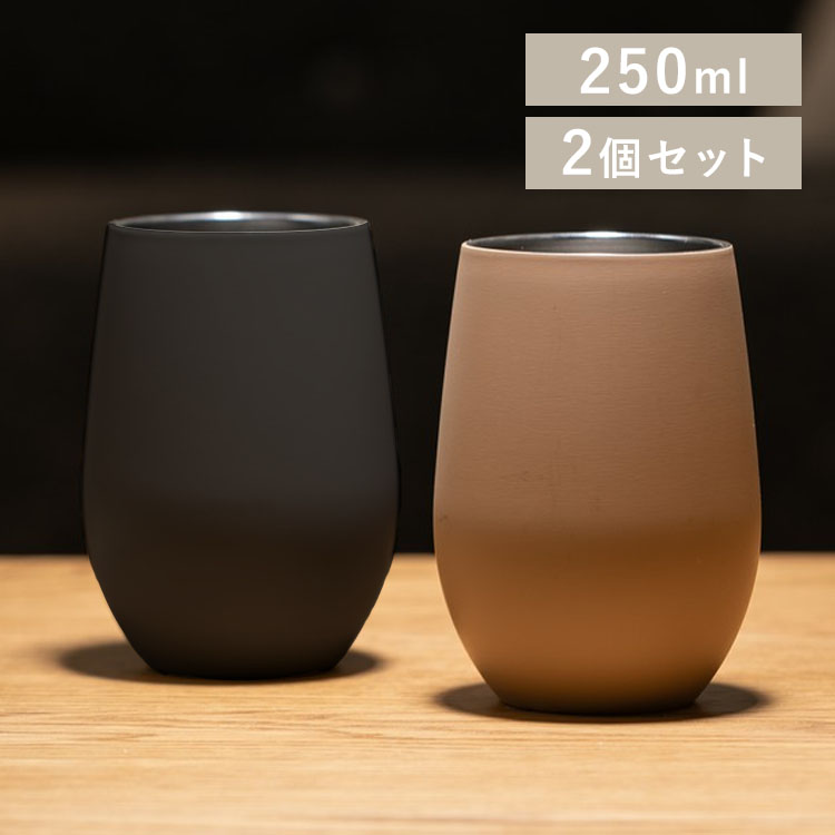 ステンレスタンブラー 250ml STE-250 2個セット ブラック×ライトテラコッタ