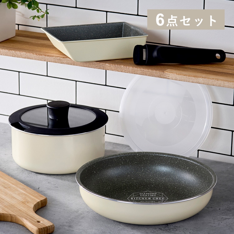 フライパン 6点 ダイヤモンドコートマーブル DCI-T6S