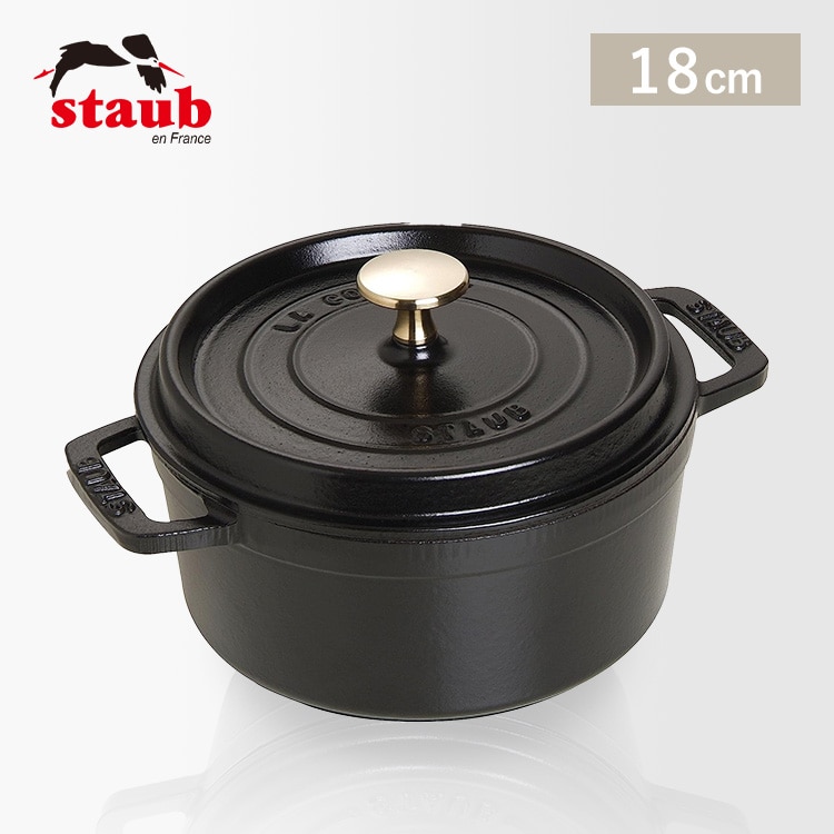 ストウブ 両手鍋 18cm ピコ ココット ラウンド ブラック