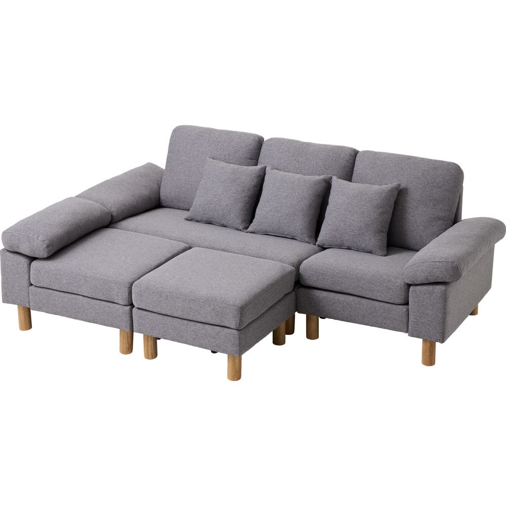 3人掛けカウチソファ WOC-3S ライトグレー(LGY)【時間指定不可】【代引不可】【同梱不可】