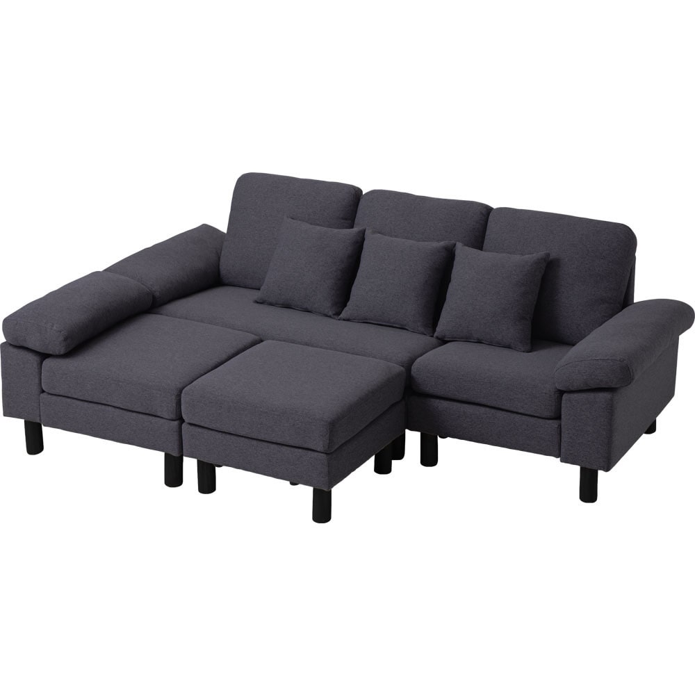 3人掛けカウチソファ WOC-3S チャコールグレー(CGY)【時間指定不可】【代引不可】【同梱不可】