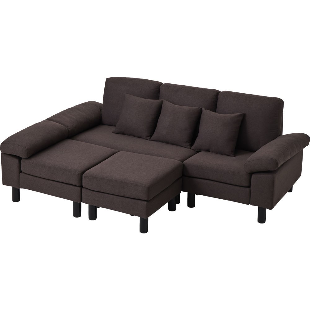 3人掛けカウチソファ WOC-3S ブラウン(BN)【時間指定不可】【代引不可】【同梱不可】