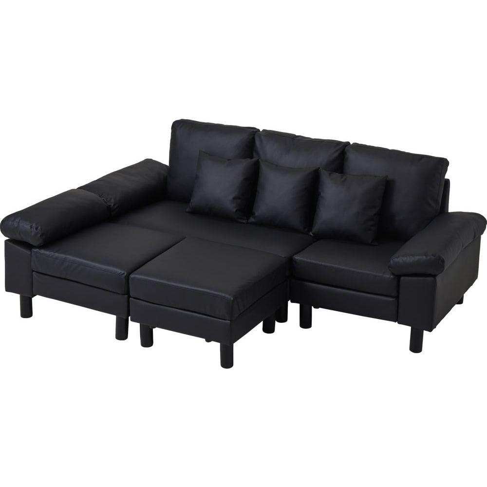 3人掛けカウチソファ WOC-3S ブラック(BK)【時間指定不可】【代引不可】【同梱不可】