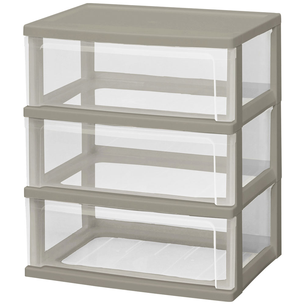 【2台セット】チェスト 3段 収納ボックス タンス ワイドチェスト W-543 ダークグレー