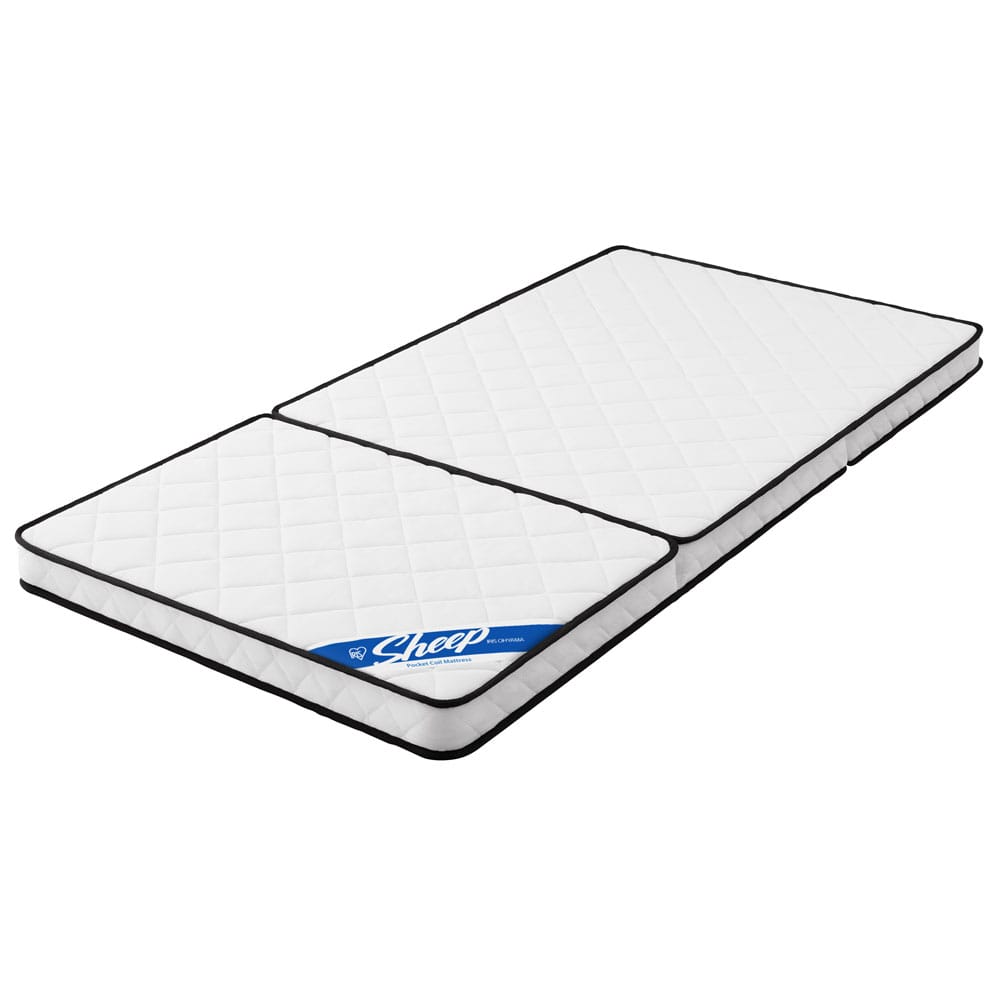 三つ折りポケットコイルマットレス 10cm PMTS10H-3S ホワイト