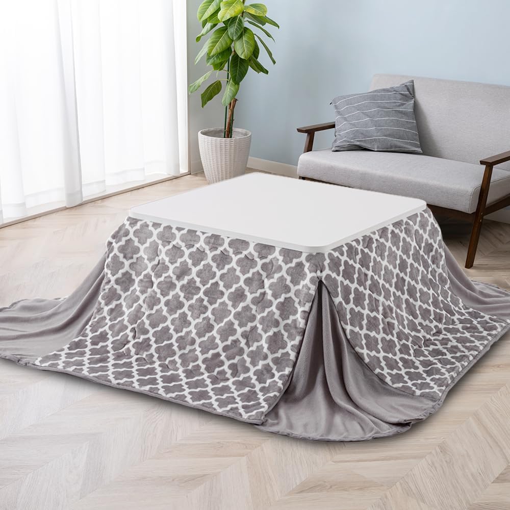 こたつ掛け布団 185×185 正方形 省スペース用 マイクロファイバー モロッカンライトグレー
