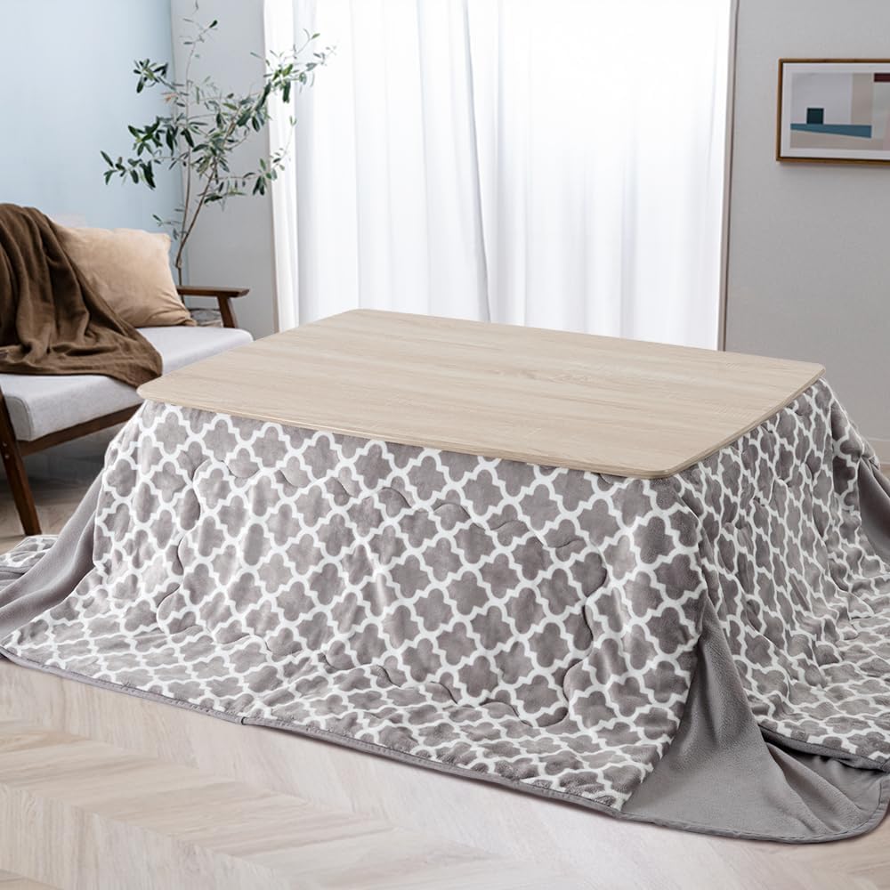 こたつ掛け布団 180×220 長方形 省スペース用 マイクロファイバー モロッカンライトグレー