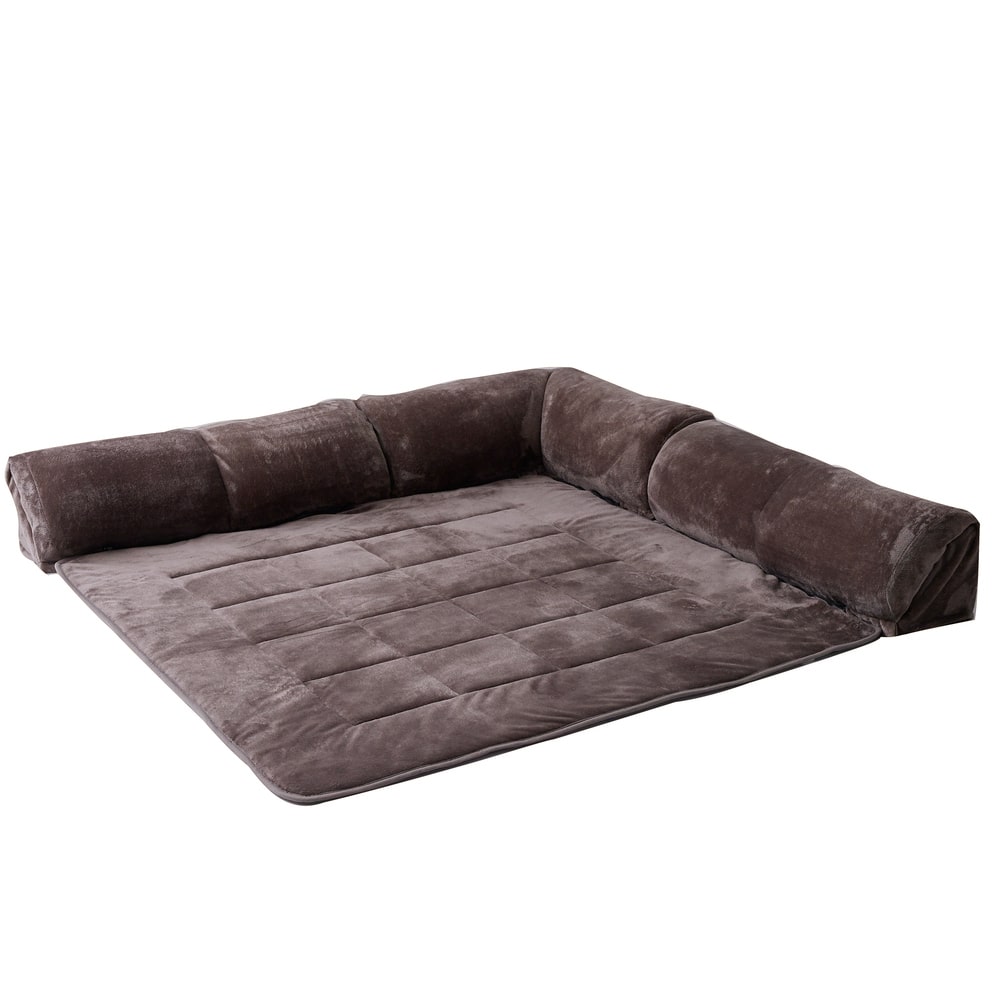 コーナークッションセット 165×165 フランネル生地 2層構造 モカブラウン