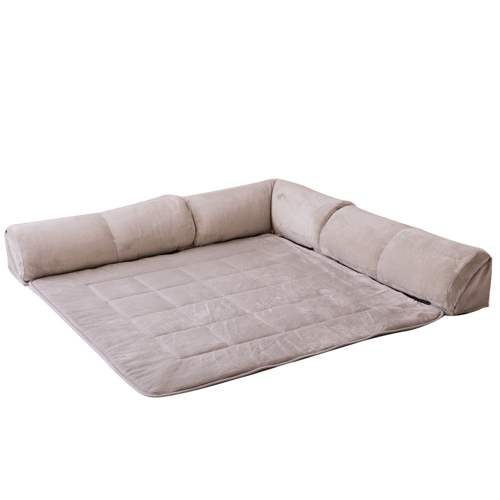 コーナークッションセット 165×165 フランネル生地 2層構造 グレージュ