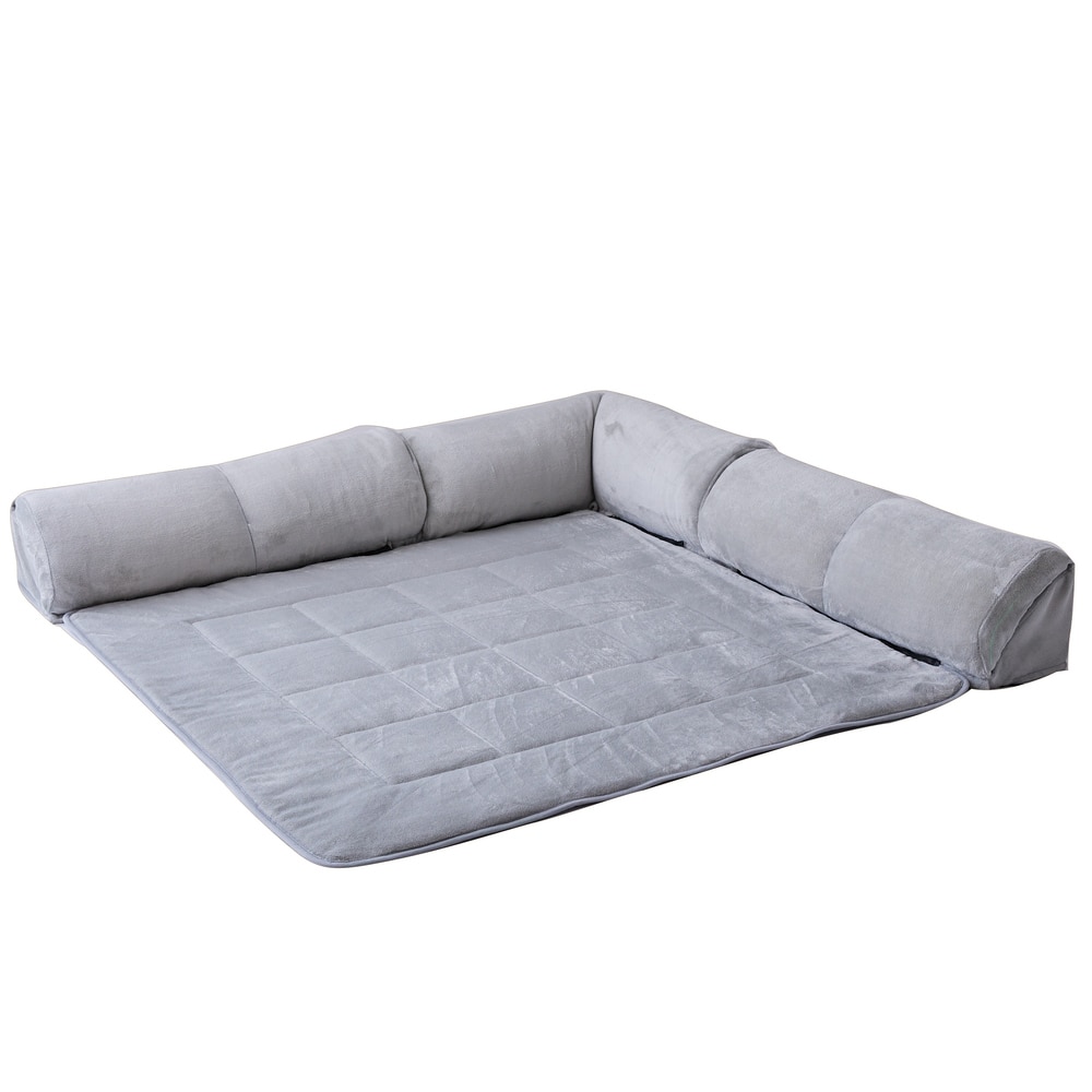 コーナークッションセット 165×165 フランネル生地 2層構造 ライトグレー