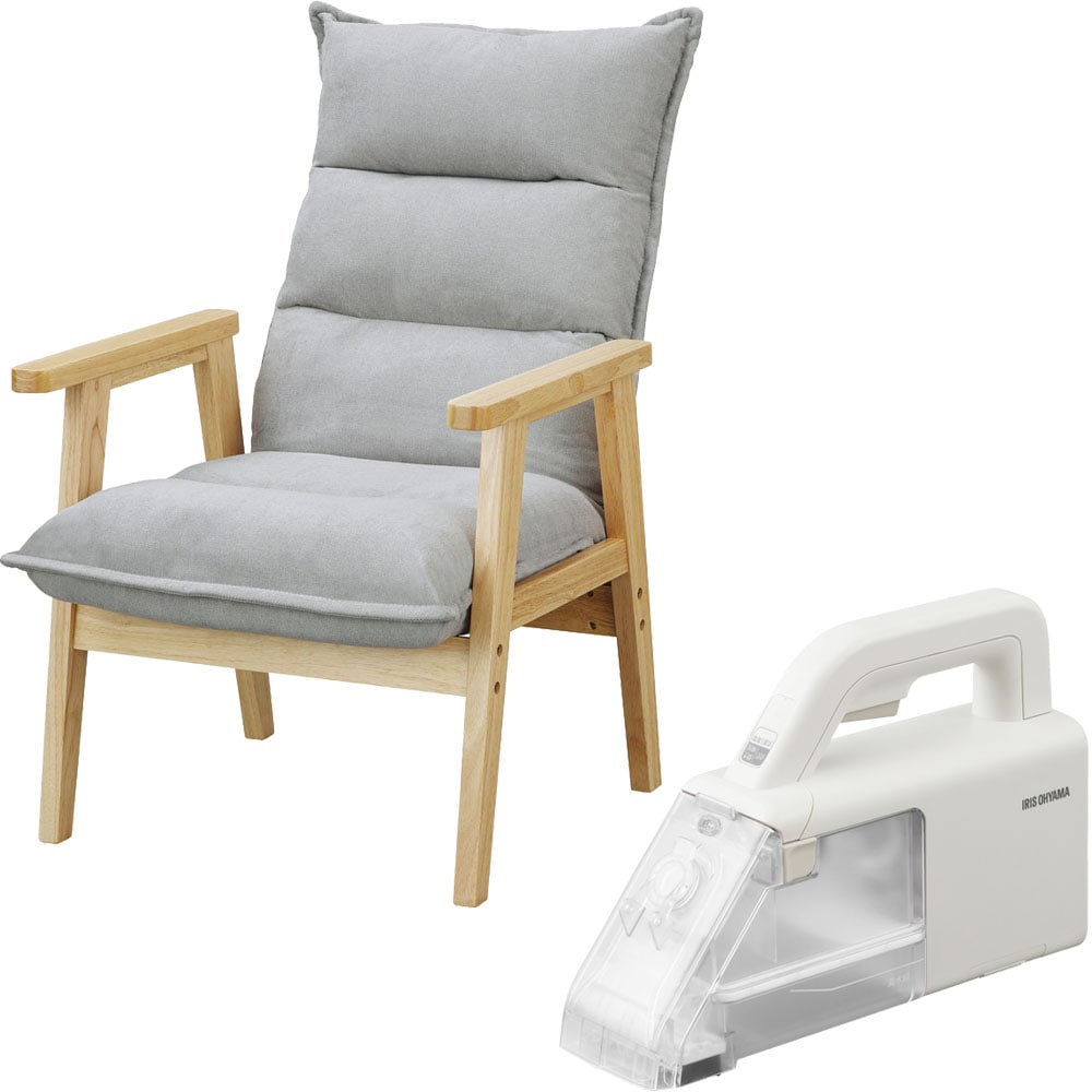 アイリスオーヤマ おひとり様ソファ丸洗い2点セット 1人掛けハイバックソファ ハンディリンサークリーナー RNS-B200D-HW