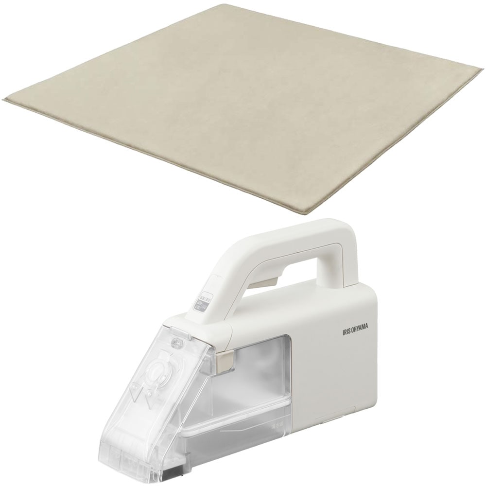 マイクロムートン ラグフレッシュ2点セット ラ・クッションラグ 5cm ACRMG-1818 185×185 ハンディリンサークリーナー RNS-B200D-HW