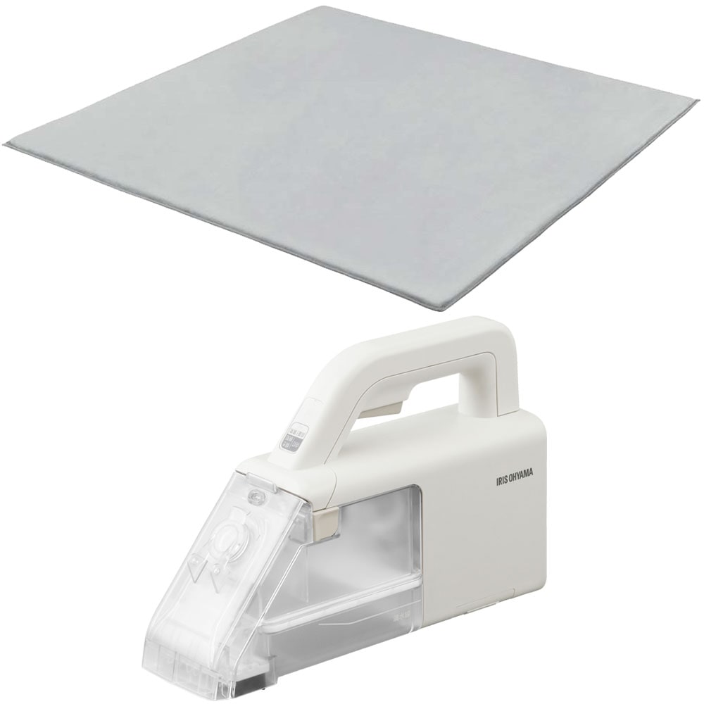 マイクロムートン ラグフレッシュ2点セット ラ・クッションラグ 5cm ACRMG-1818 185×185 ハンディリンサークリーナー RNS-B200D-HW