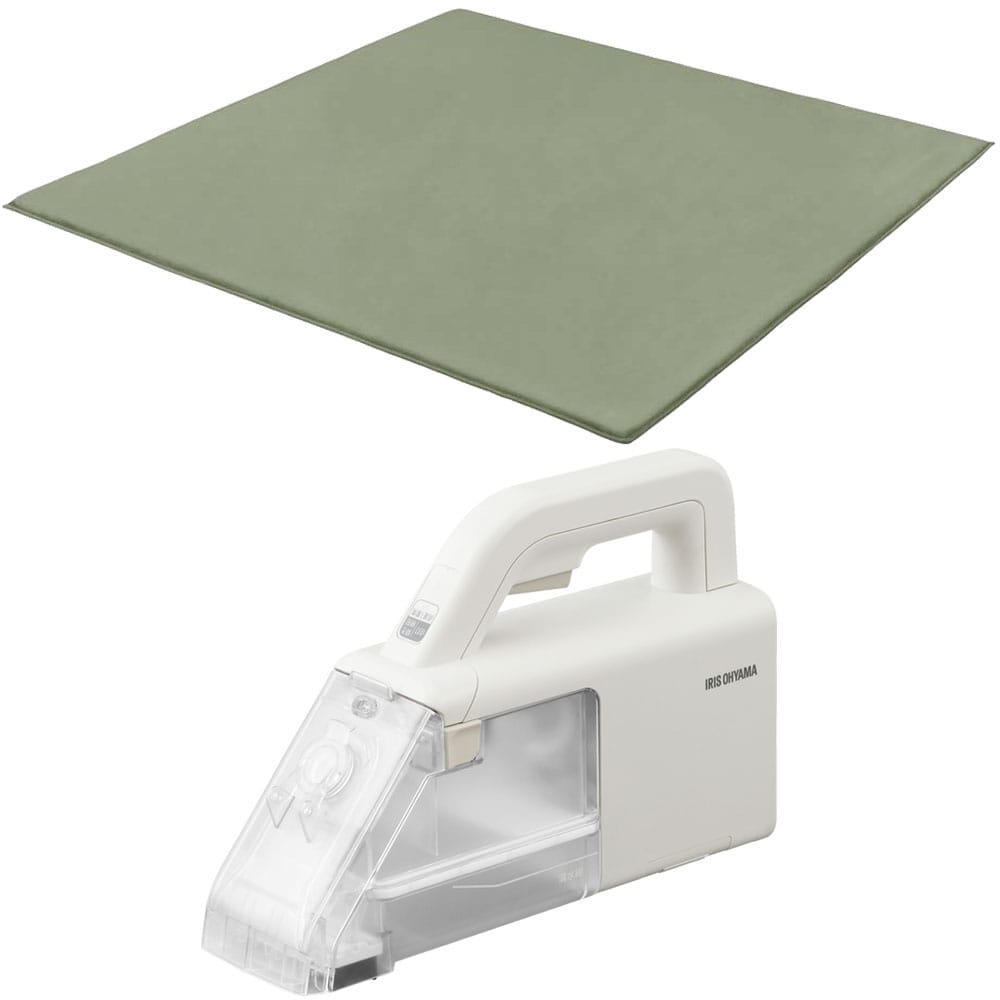 マイクロムートン ラグフレッシュ2点セット ラ・クッションラグ 5cm ACRMG-1818 185×185 ハンディリンサークリーナー RNS-B200D-HW