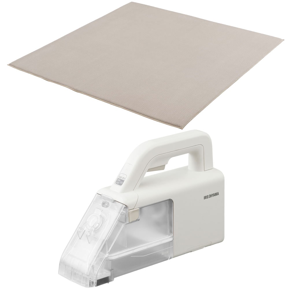 ヘリンボーン ラグフレッシュ2点セット ラ・クッションラグ 3cm ACRHV-1818 185×185 ハンディリンサークリーナー RNS-B200D-HW